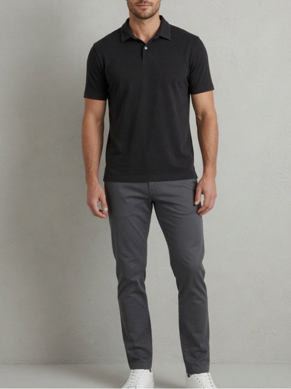 MOTT & BOW Men’s Pima Cotton Charcoal Polo Shirt for Men Size Large